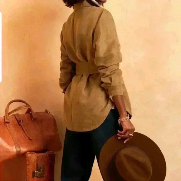 Banana  Republic Faux Suede Belted Shirt - Picture 7 of 15